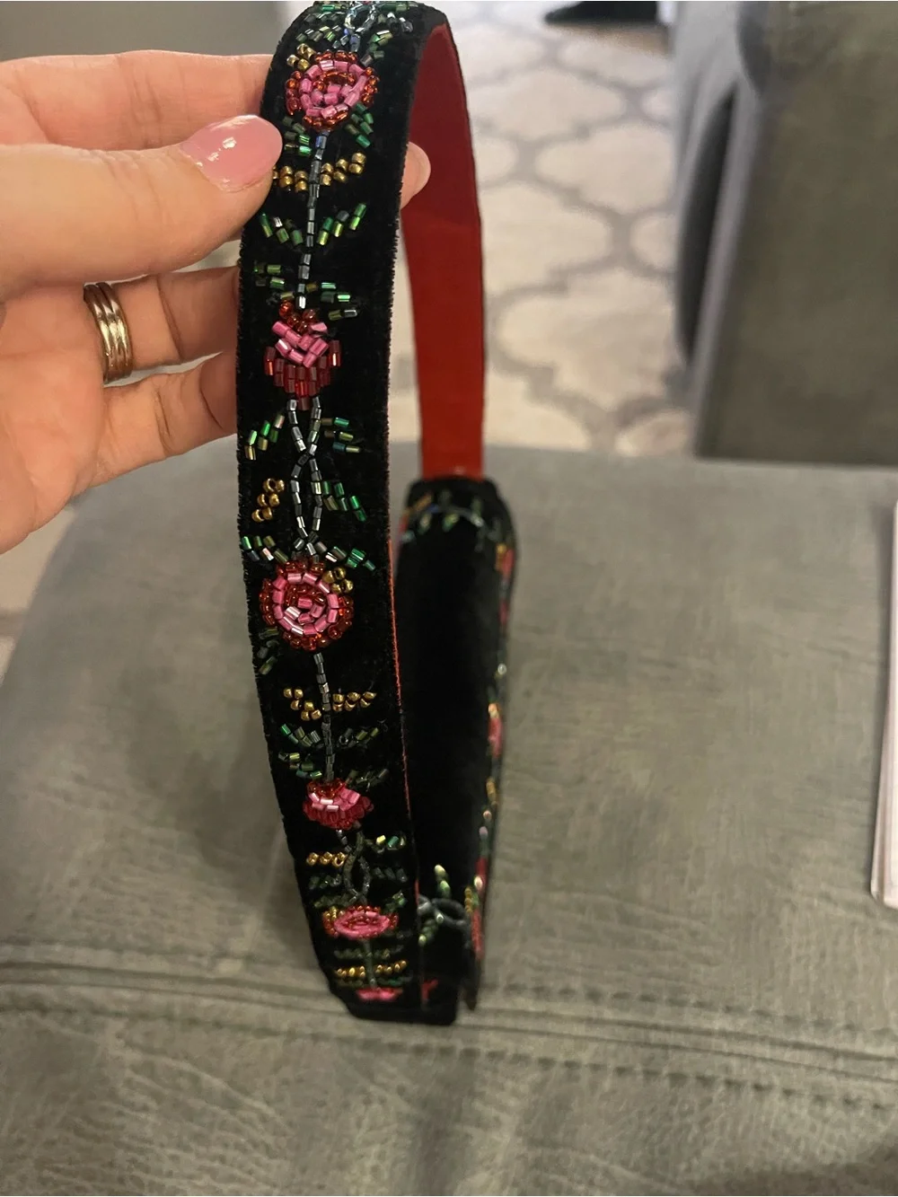 Anthropologie Limited Edition Black Velvet Floral Beaded Shoulder Bag NWT